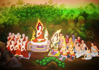 Buddha underviser munker og lekfolk