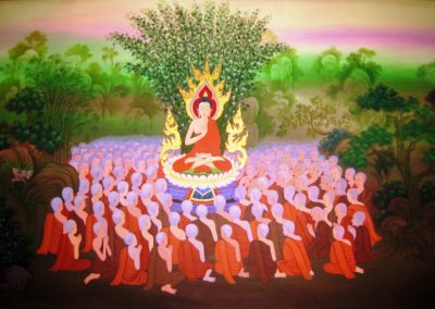 Buddha underviser munker i Dhamma